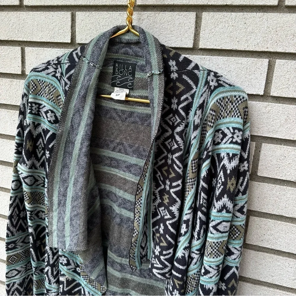 Billabong Show Me Waves Southwestern Drape Cardigan Cotton Blend S Festival Boho
